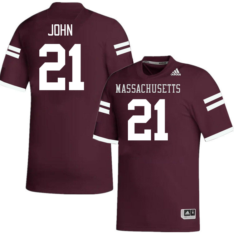 Massachusetts Minutemen #21 Jalen John College Football Jerseys Stitched-Maroon